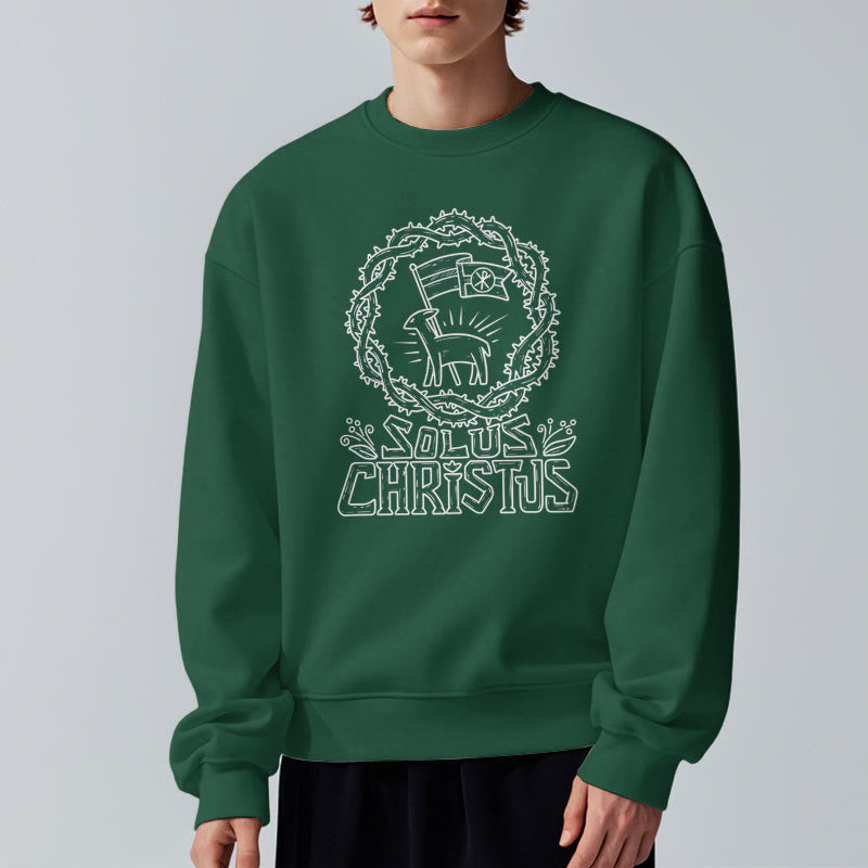 Christiandiscipleshop Modern Style Solus Christus Lamb Fleece Lined Polyester Sweatshirt