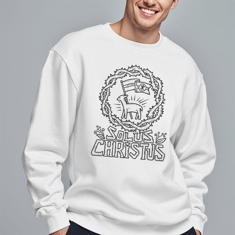Christiandiscipleshop Modern Style Solus Christus Lamb Fleece Lined Polyester Sweatshirt