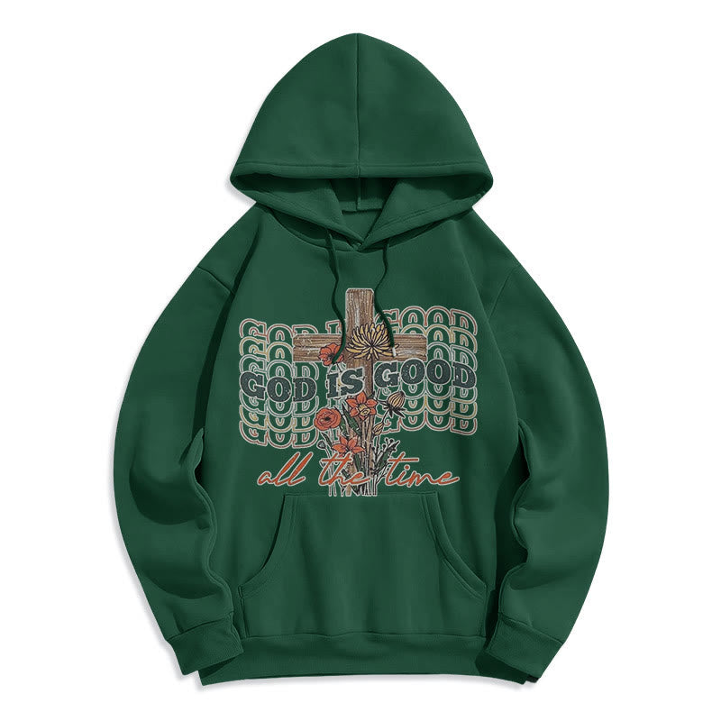Christianartworkshop Classic Colored Style God is Good All the Time Fleece Lined Polyester Hoodie