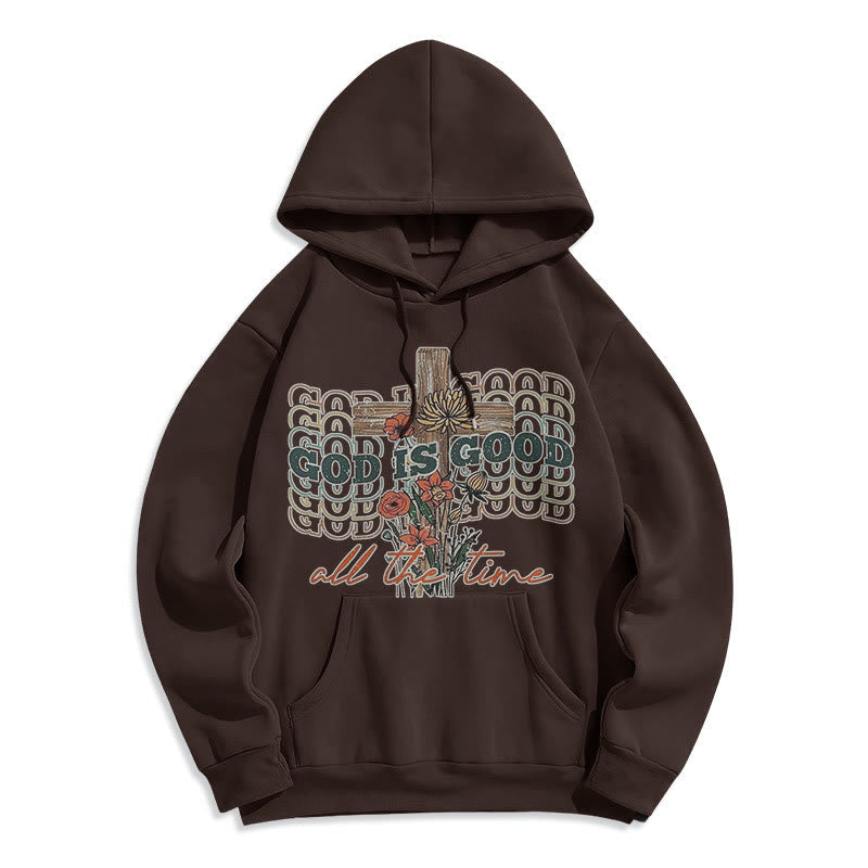 Christianartworkshop Classic Colored Style God is Good All the Time Fleece Lined Polyester Hoodie