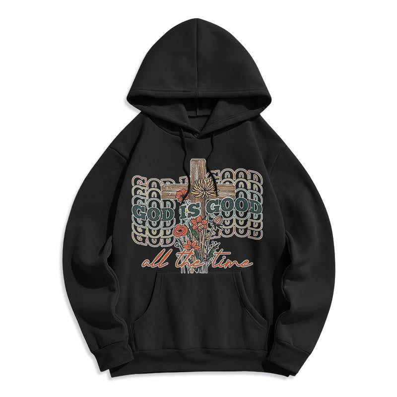 Christianartworkshop Classic Colored Style God is Good All the Time Fleece Lined Polyester Hoodie