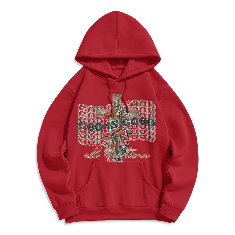Christianartworkshop Classic Colored Style God is Good All the Time Fleece Lined Polyester Hoodie