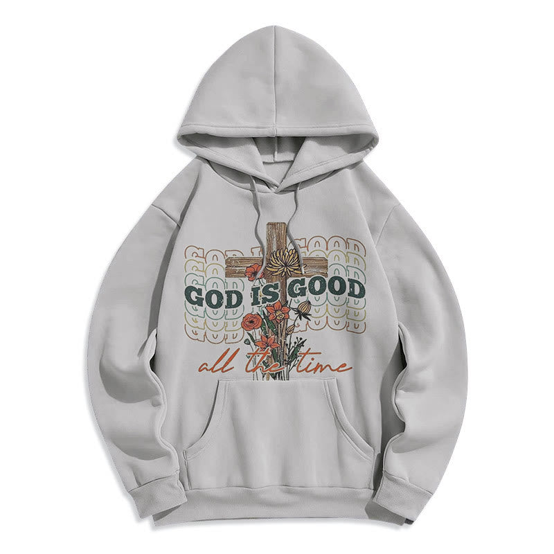 Christianartworkshop Classic Colored Style God is Good All the Time Fleece Lined Polyester Hoodie