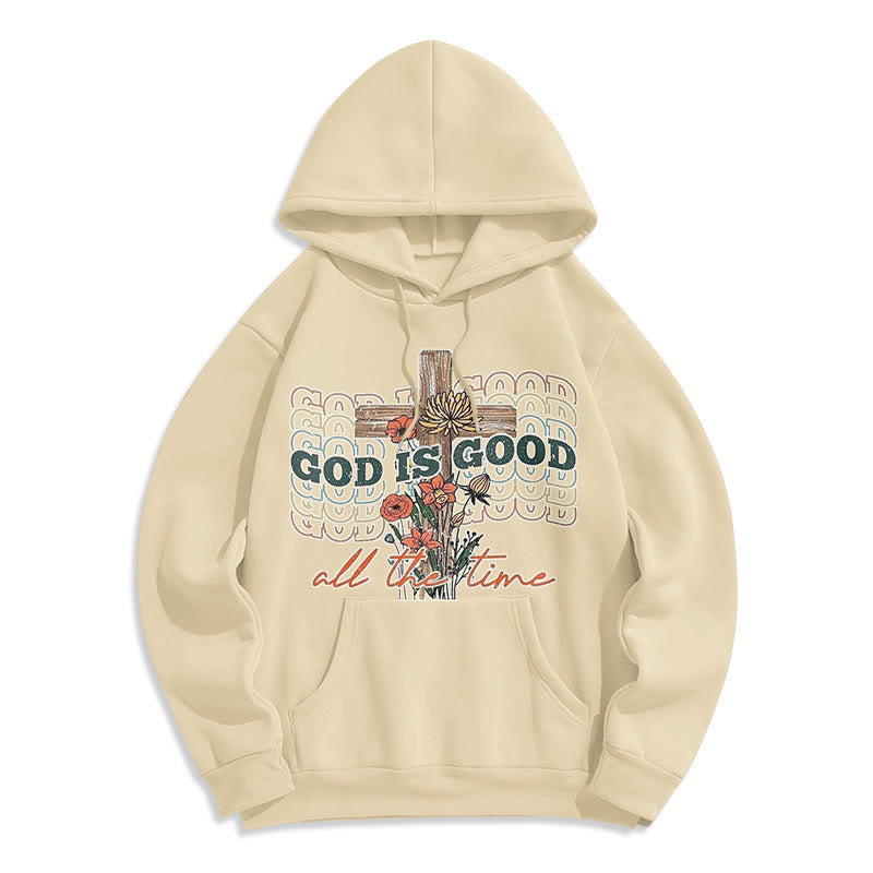 Christianartworkshop Classic Colored Style God is Good All the Time Fleece Lined Polyester Hoodie