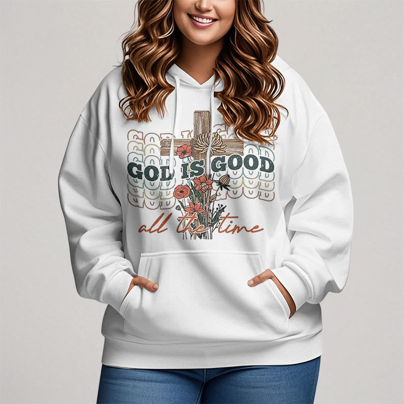 Christianartworkshop Classic Colored Style God is Good All the Time Fleece Lined Polyester Hoodie