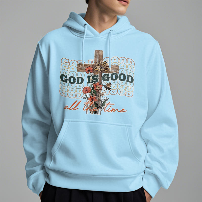 Christianartworkshop Classic Colored Style God is Good All the Time Fleece Lined Polyester Hoodie