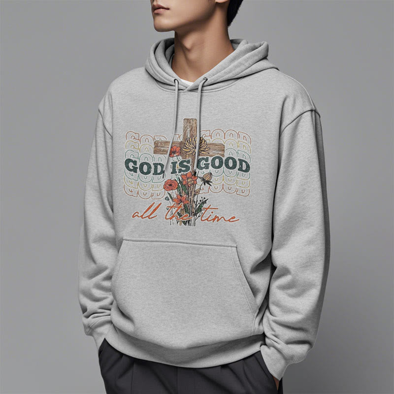 Christianartworkshop Classic Colored Style God is Good All the Time Fleece Lined Polyester Hoodie