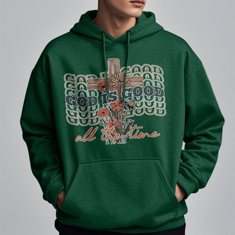 Christianartworkshop Classic Colored Style God is Good All the Time Fleece Lined Polyester Hoodie