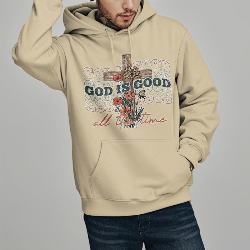Christianartworkshop Classic Colored Style God is Good All the Time Fleece Lined Polyester Hoodie