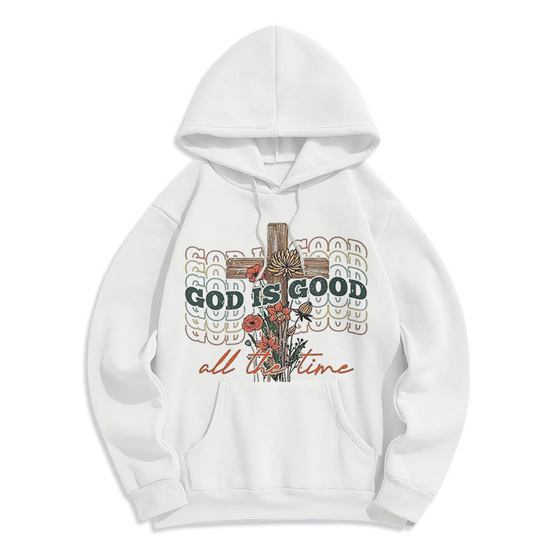Christianartworkshop Classic Colored Style God is Good All the Time Fleece Lined Polyester Hoodie