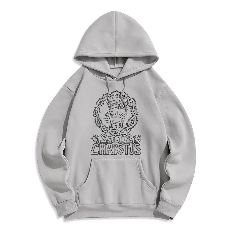 Christiandiscipleshop Modern Style Solus Christus Lamb Fleece Lined Polyester Hoodie