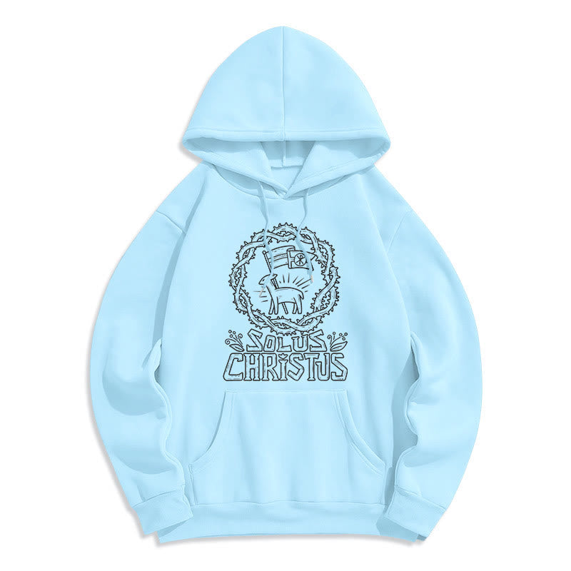 Christiandiscipleshop Modern Style Solus Christus Lamb Fleece Lined Polyester Hoodie