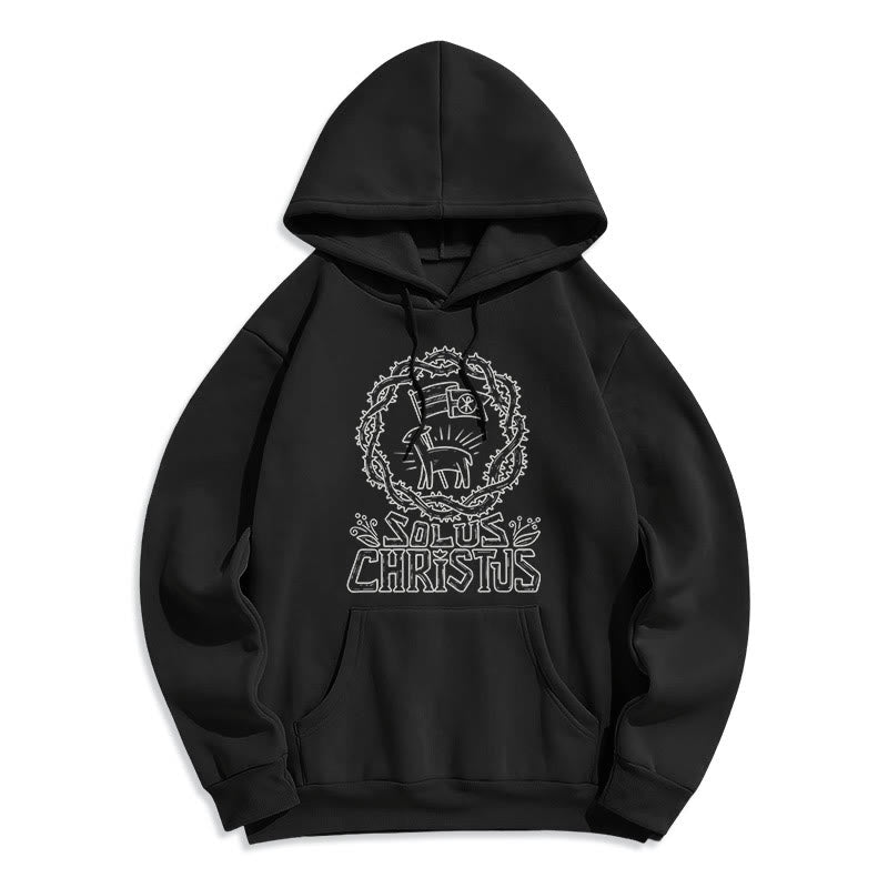 Christiandiscipleshop Modern Style Solus Christus Lamb Fleece Lined Polyester Hoodie