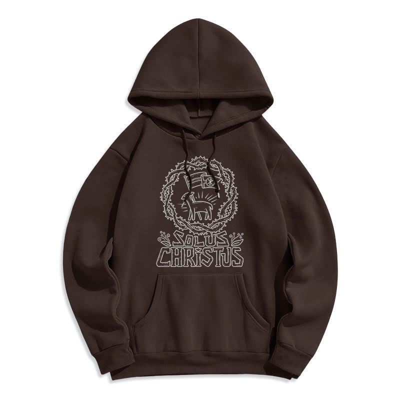 Christiandiscipleshop Modern Style Solus Christus Lamb Fleece Lined Polyester Hoodie