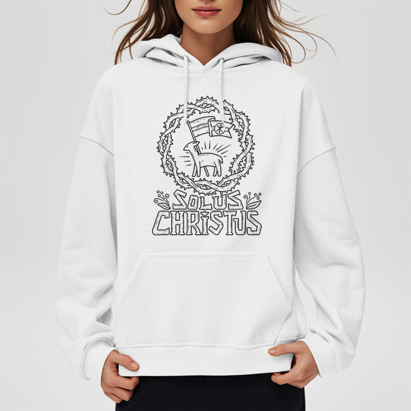 Christiandiscipleshop Modern Style Solus Christus Lamb Fleece Lined Polyester Hoodie