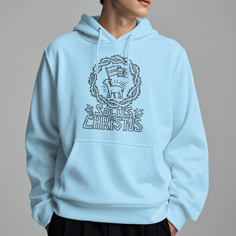Christiandiscipleshop Modern Style Solus Christus Lamb Fleece Lined Polyester Hoodie