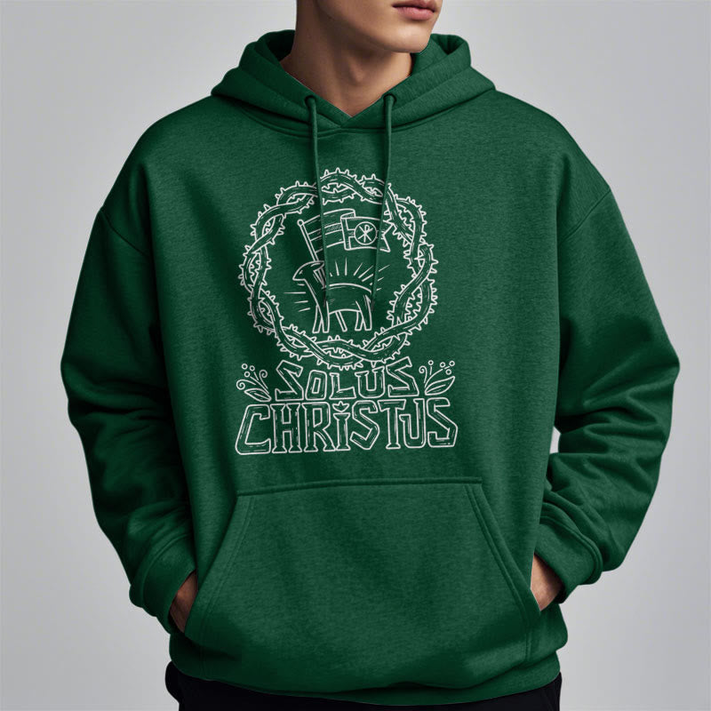 Christiandiscipleshop Modern Style Solus Christus Lamb Fleece Lined Polyester Hoodie