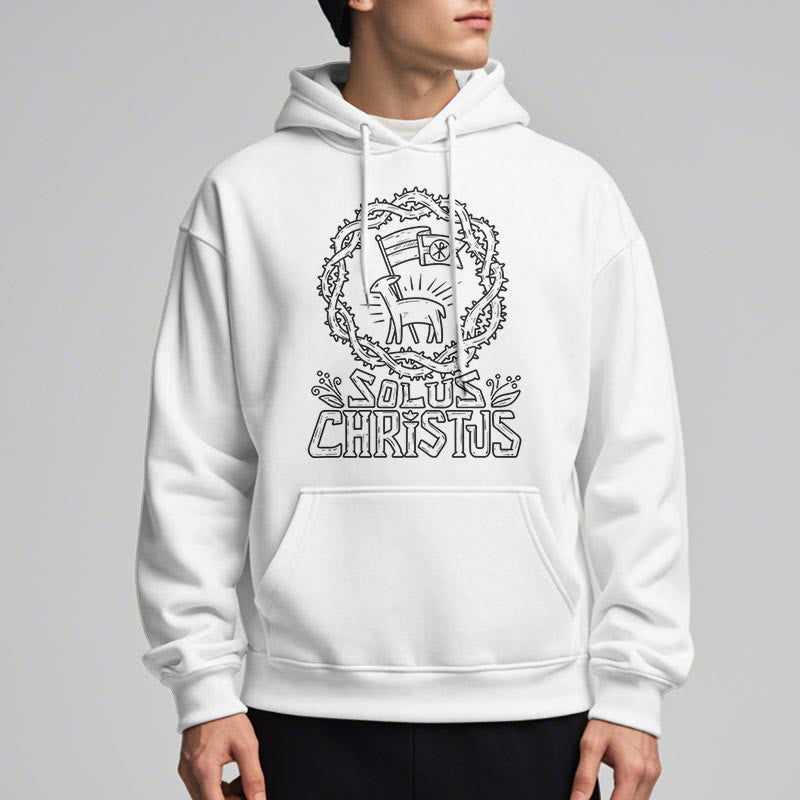 Christiandiscipleshop Modern Style Solus Christus Lamb Fleece Lined Polyester Hoodie