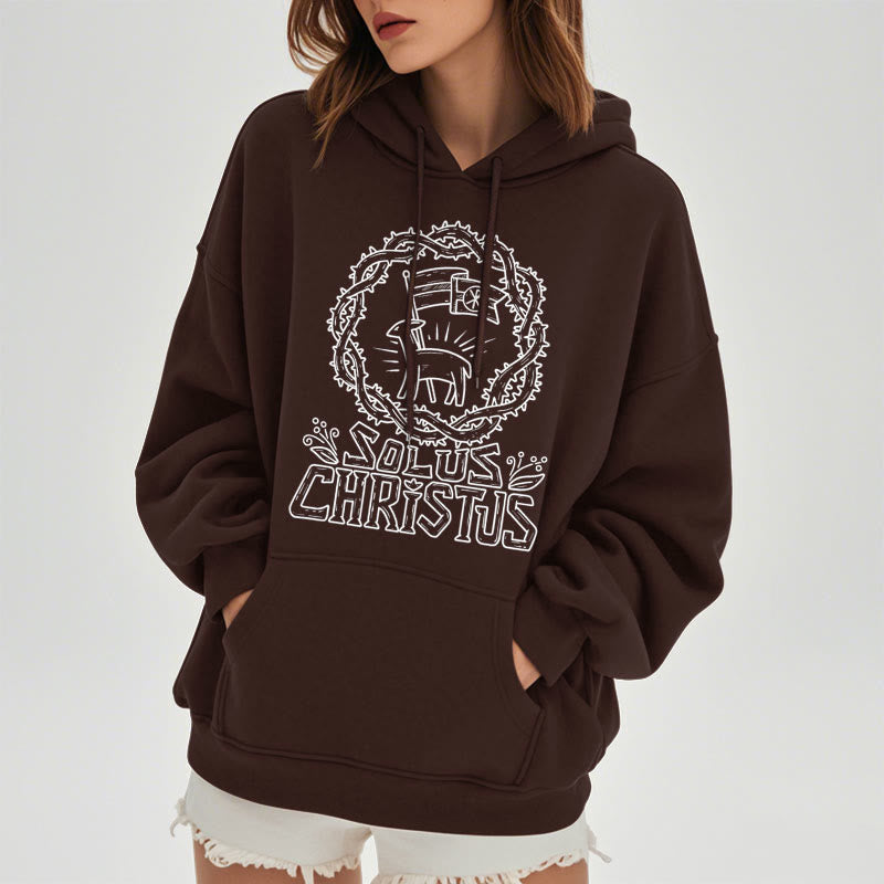 Christiandiscipleshop Modern Style Solus Christus Lamb Fleece Lined Polyester Hoodie