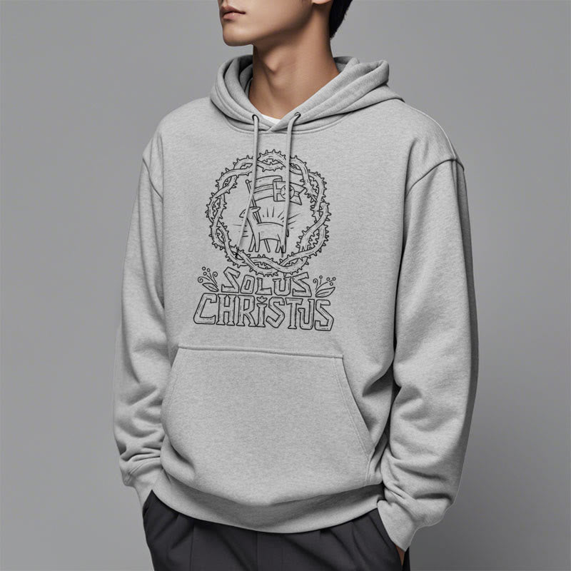 Christiandiscipleshop Modern Style Solus Christus Lamb Fleece Lined Polyester Hoodie