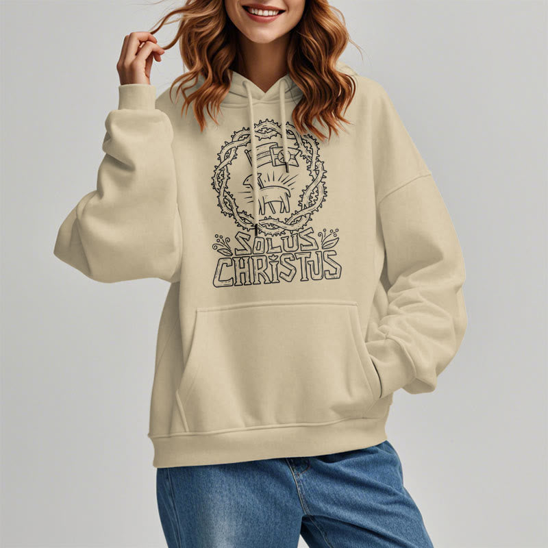 Christiandiscipleshop Modern Style Solus Christus Lamb Fleece Lined Polyester Hoodie