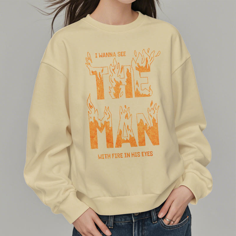 Christiandiscipleshop Quotation Style The Man With Fire in His Eyes Fleece Lined Polyester Sweatshirt