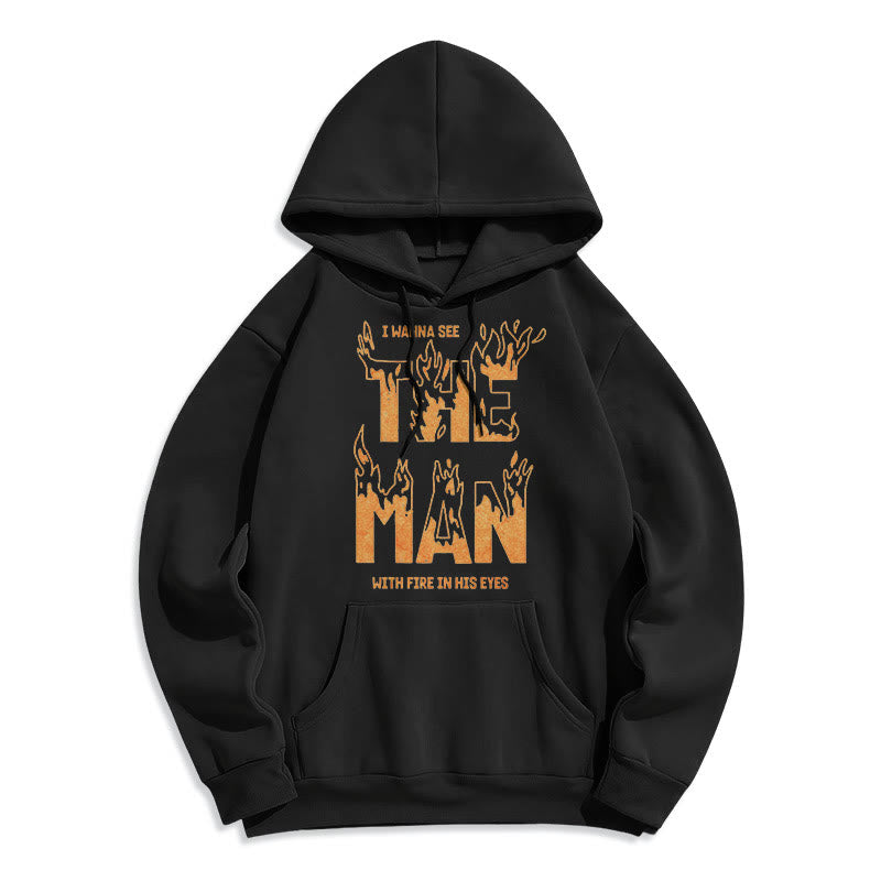 Christiandiscipleshop Zitat-Stil „Der Mann mit dem Feuer in seinen Augen“ Fleecegefütterter Polyester-Hoodie