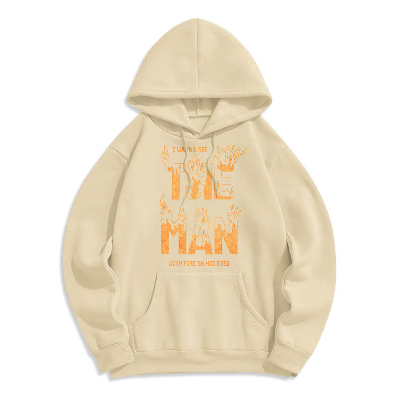 Christiandiscipleshop Quotation Style The Man With Fire in His Eyes Fleece Lined Polyester Hoodie
