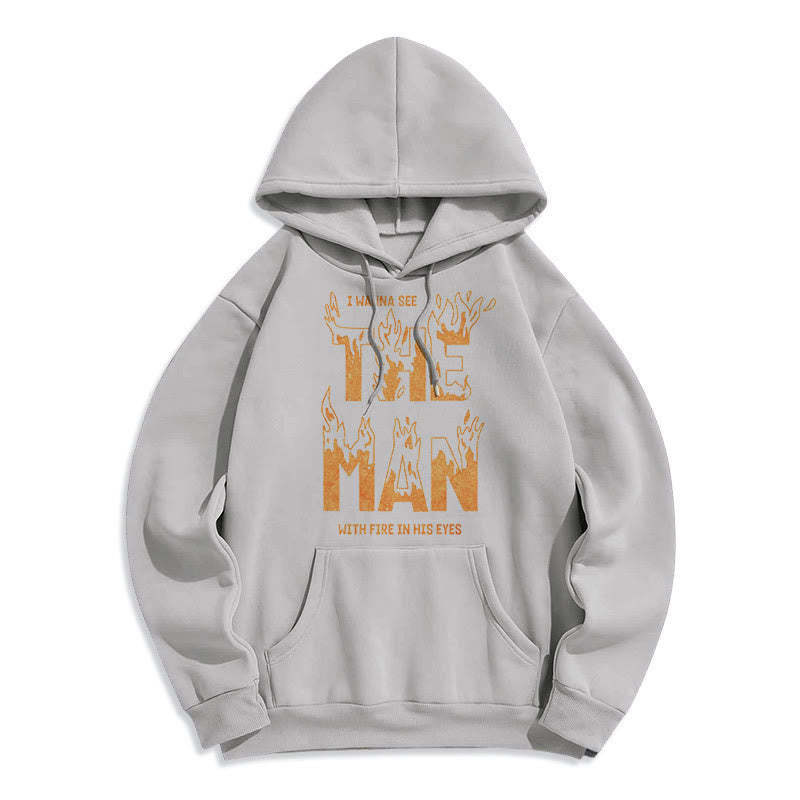 Christiandiscipleshop Quotation Style The Man With Fire in His Eyes Fleece Lined Polyester Hoodie