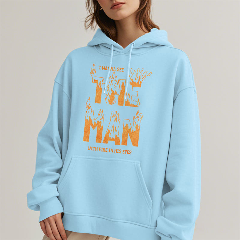 Christiandiscipleshop Quotation Style The Man With Fire in His Eyes Fleece Lined Polyester Hoodie