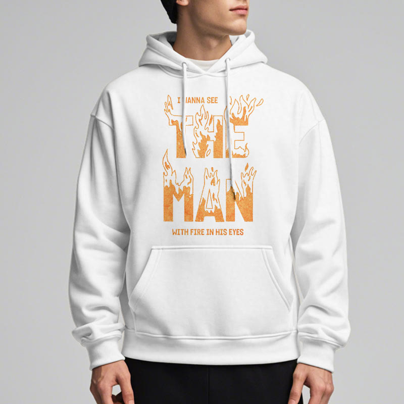 Christiandiscipleshop Quotation Style The Man With Fire in His Eyes Fleece Lined Polyester Hoodie
