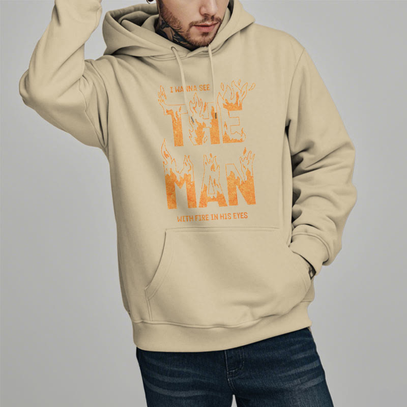 Christiandiscipleshop Quotation Style The Man With Fire in His Eyes Fleece Lined Polyester Hoodie
