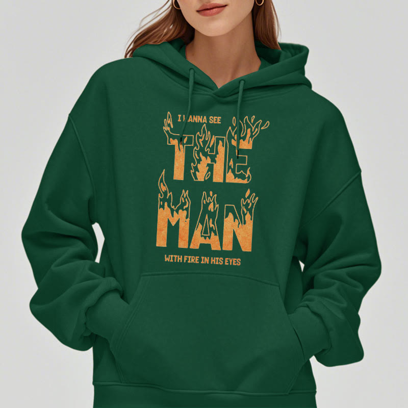 Christiandiscipleshop Quotation Style The Man With Fire in His Eyes Fleece Lined Polyester Hoodie