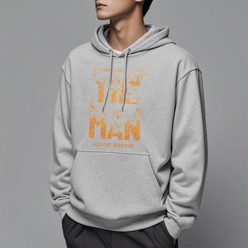 Christiandiscipleshop Quotation Style The Man With Fire in His Eyes Fleece Lined Polyester Hoodie