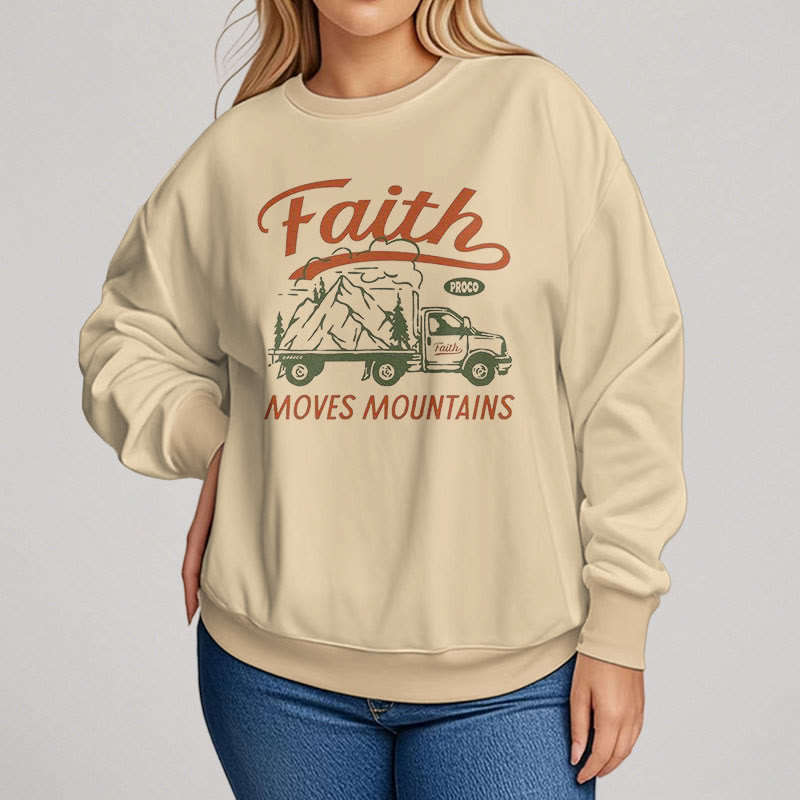 Christiandiscipleshop Quotation Colored Style Faith Moves Mountains Fleece Lined Polyester Sweatshirt
