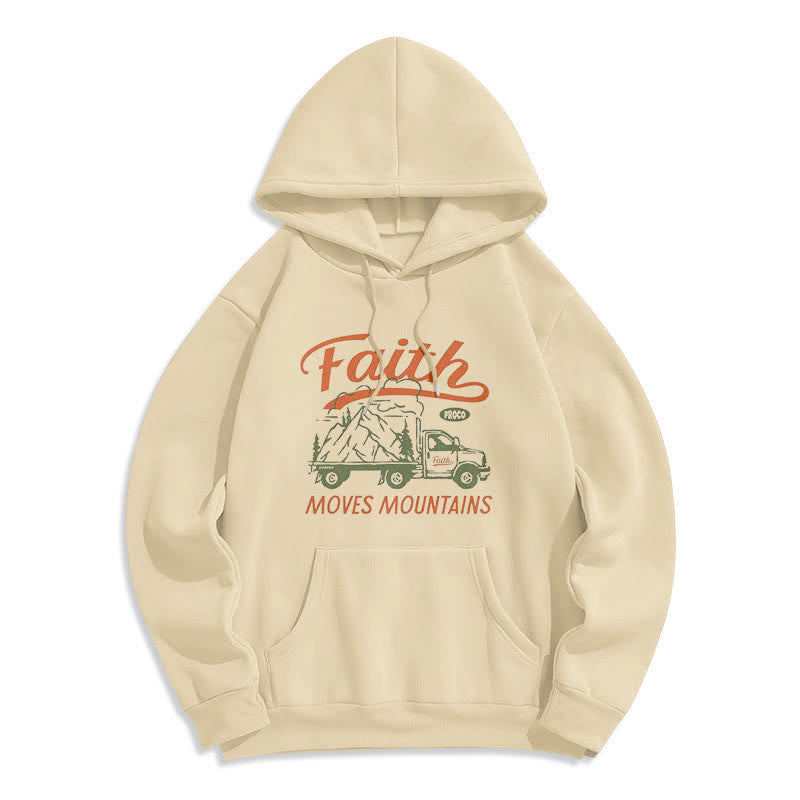 Christiandiscipleshop Quotation Colored Style Faith Moves Mountains Fleece Lined Polyester Hoodie