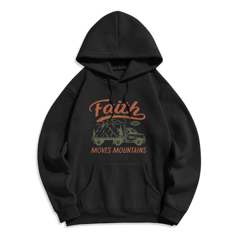 Christiandiscipleshop Quotation Colored Style Faith Moves Mountains Fleece Lined Polyester Hoodie