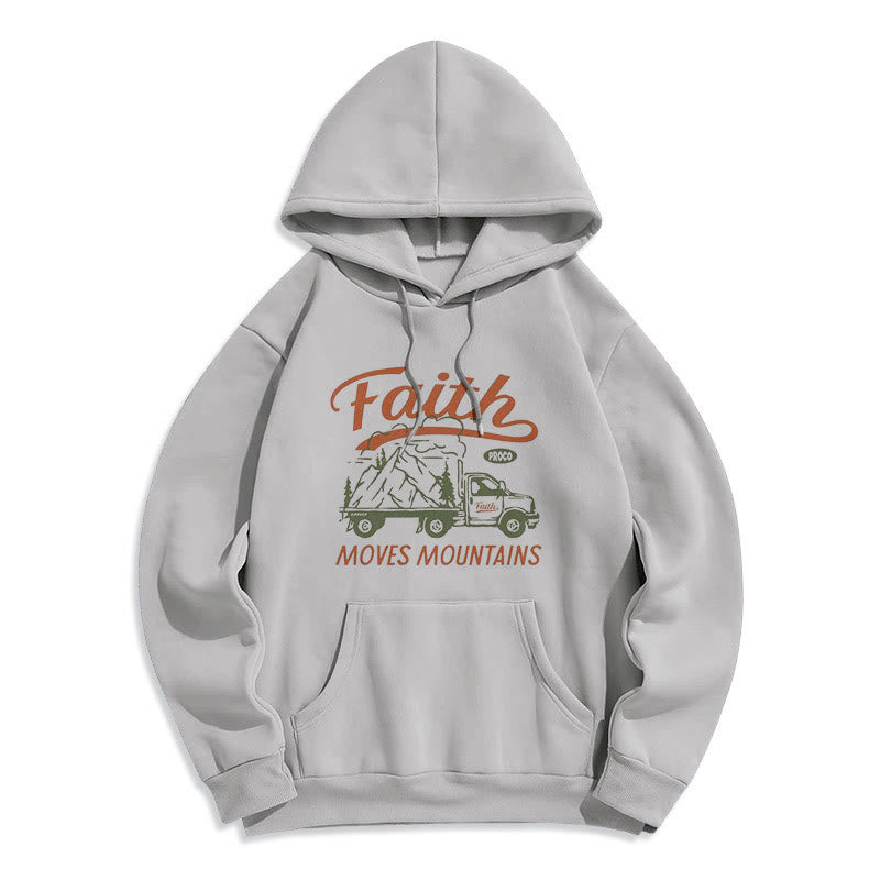 Christiandiscipleshop Quotation Colored Style Faith Moves Mountains Fleece Lined Polyester Hoodie