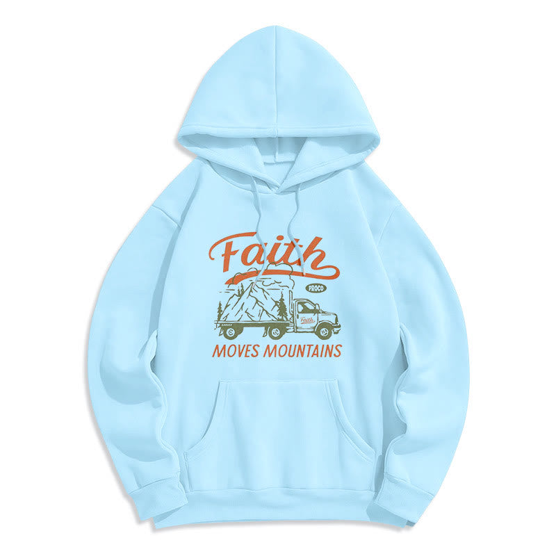 Christiandiscipleshop Quotation Colored Style Faith Moves Mountains Fleece Lined Polyester Hoodie