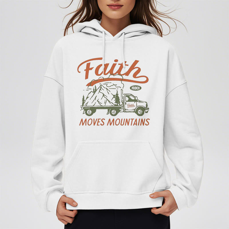 Christiandiscipleshop Quotation Colored Style Faith Moves Mountains Fleece Lined Polyester Hoodie