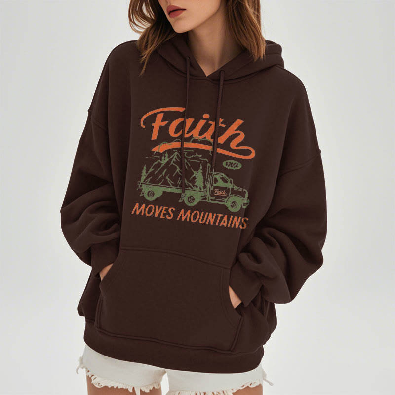 Christiandiscipleshop Quotation Colored Style Faith Moves Mountains Fleece Lined Polyester Hoodie