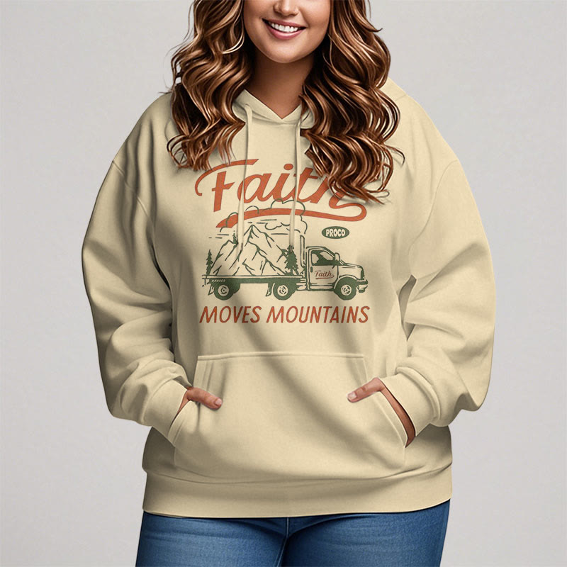 Christiandiscipleshop Quotation Colored Style Faith Moves Mountains Fleece Lined Polyester Hoodie