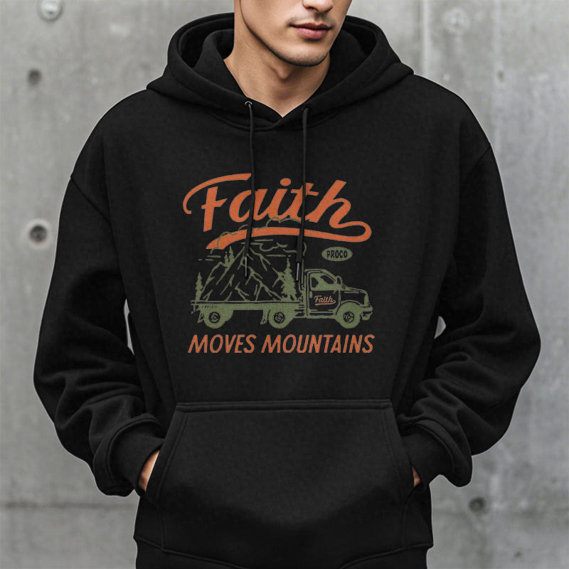 Christiandiscipleshop Quotation Colored Style Faith Moves Mountains Fleece Lined Polyester Hoodie