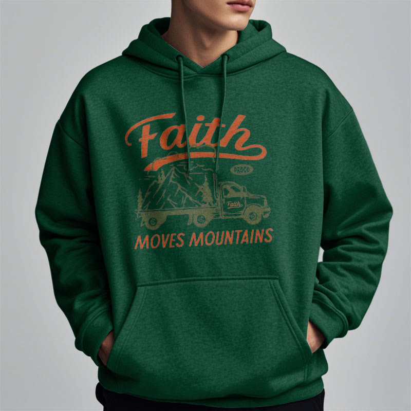 Christiandiscipleshop Quotation Colored Style Faith Moves Mountains Fleece Lined Polyester Hoodie