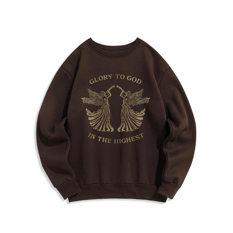 Christiandiscipleshop Classic Style Glory To God In The Highest Angel Fleece Lined Polyester Sweatshirt