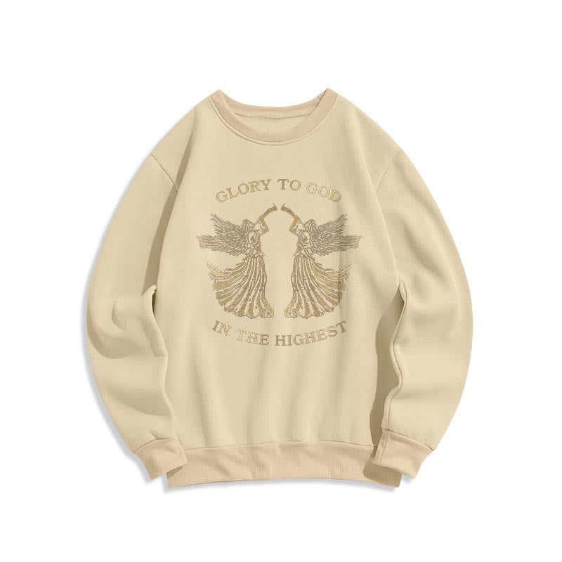 Christiandiscipleshop Classic Style Glory To God In The Highest Angel Fleece Lined Polyester Sweatshirt