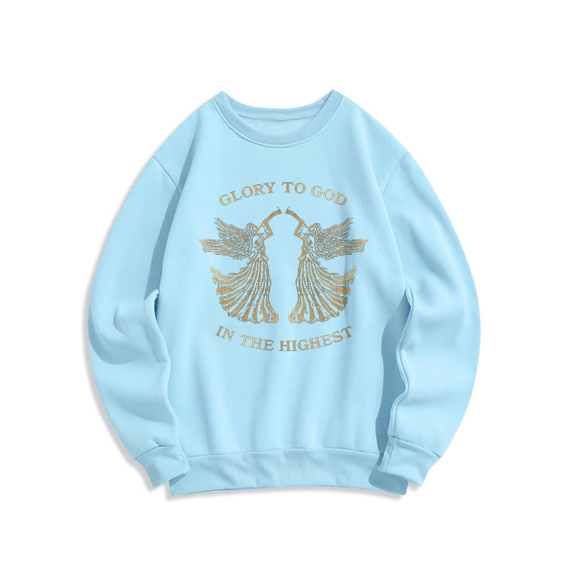 Christiandiscipleshop Classic Style Glory To God In The Highest Angel Fleece Lined Polyester Sweatshirt