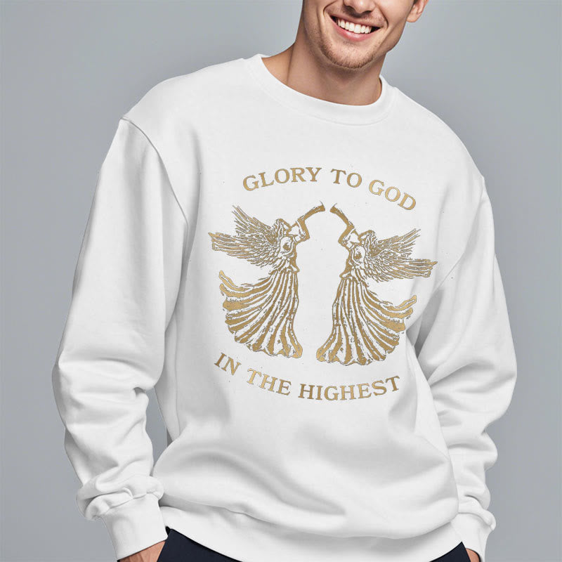 Christiandiscipleshop Classic Style Glory To God In The Highest Angel Fleece Lined Polyester Sweatshirt