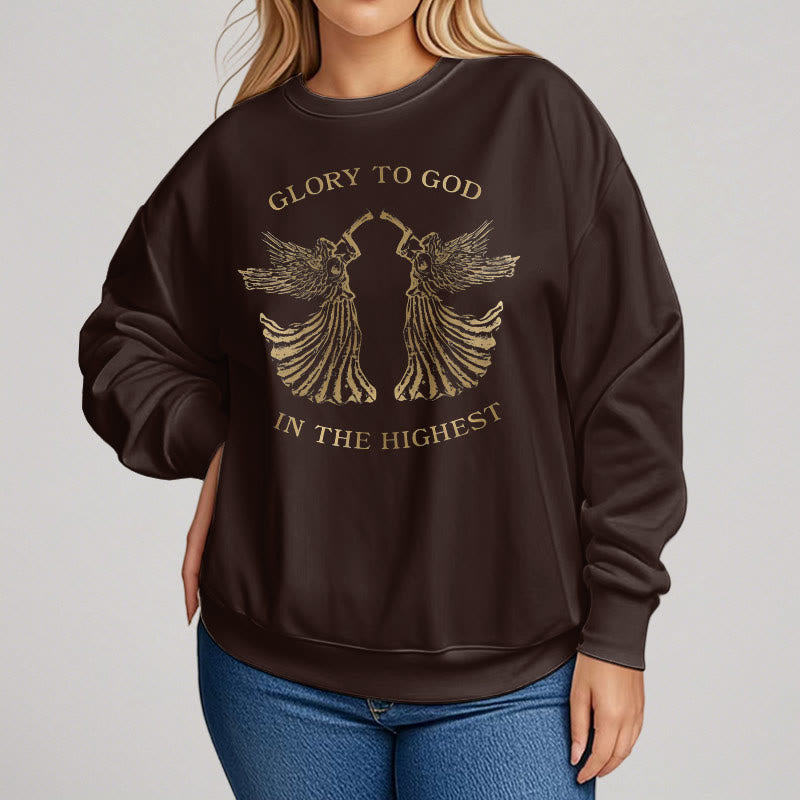 Christiandiscipleshop Classic Style Glory To God In The Highest Angel Fleece Lined Polyester Sweatshirt