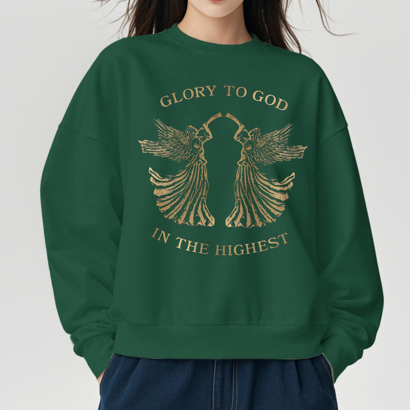 Christiandiscipleshop Classic Style Glory To God In The Highest Angel Fleece Lined Polyester Sweatshirt